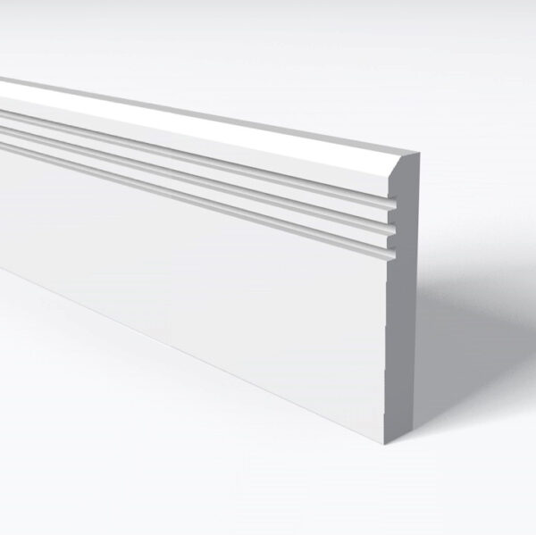 Chamfer and 3 Square Grooves Skirting Board