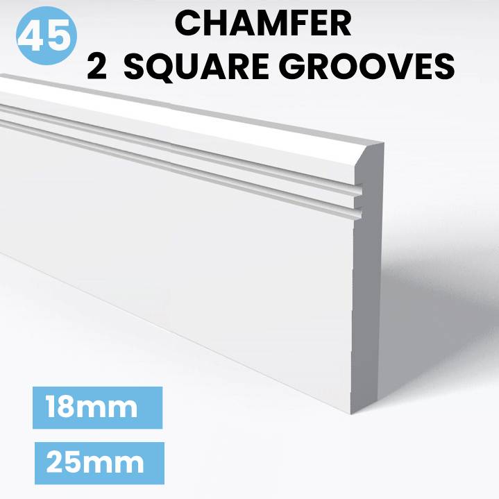 Chamfer 2 Square Grooves skirting board