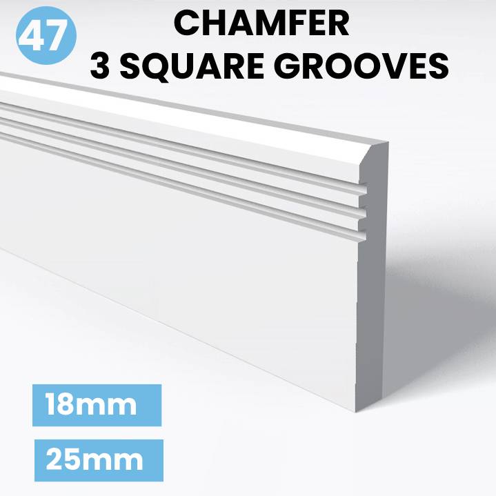 Chamfer 3 Square Grooves skirting board