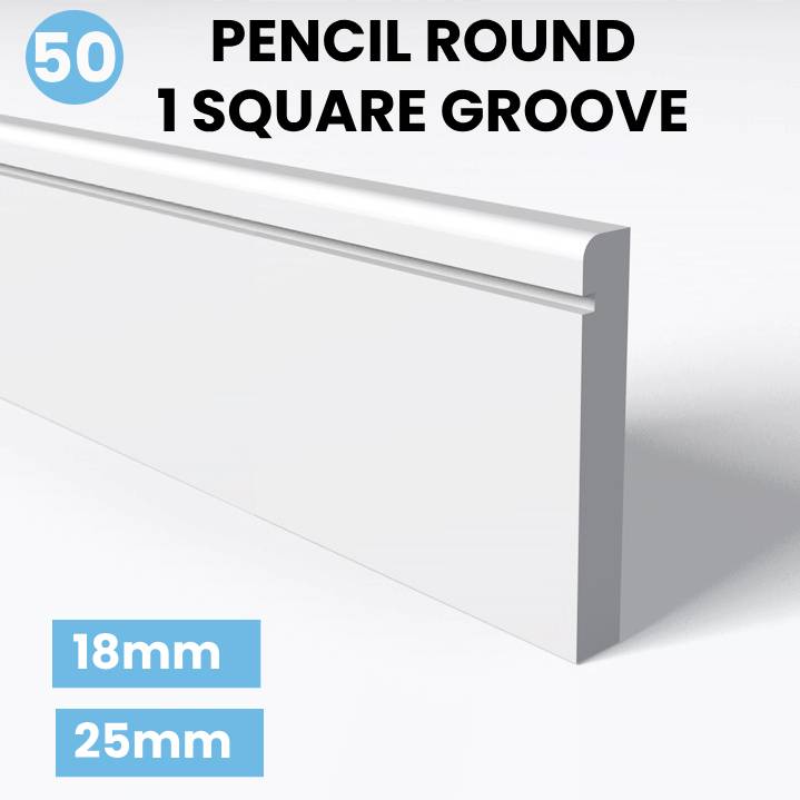 Pencil Round 1 Square Groove skirting board