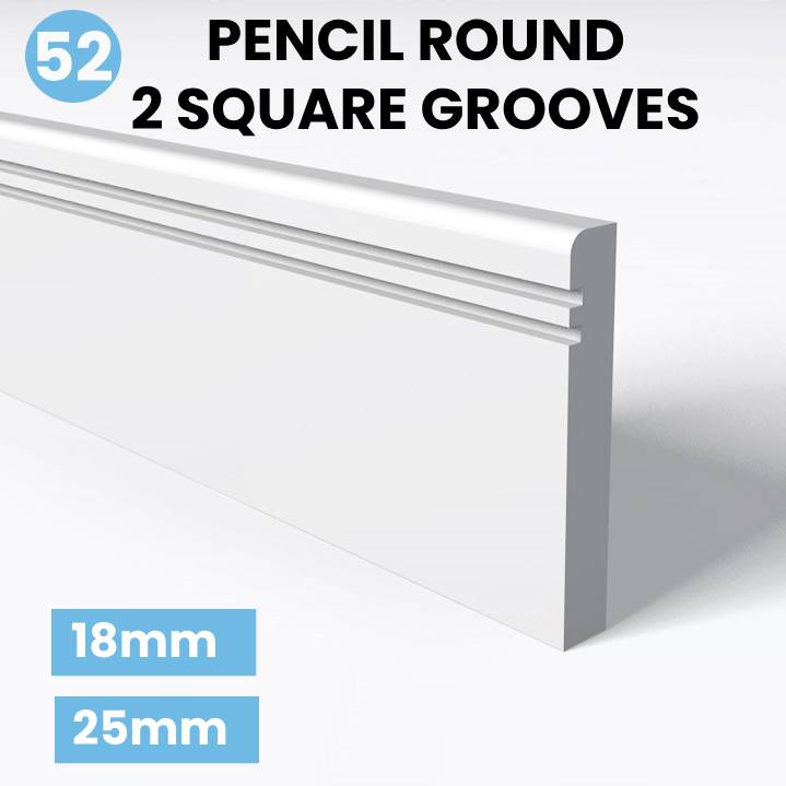 Pencil Round 2 Square Grooves skirting board