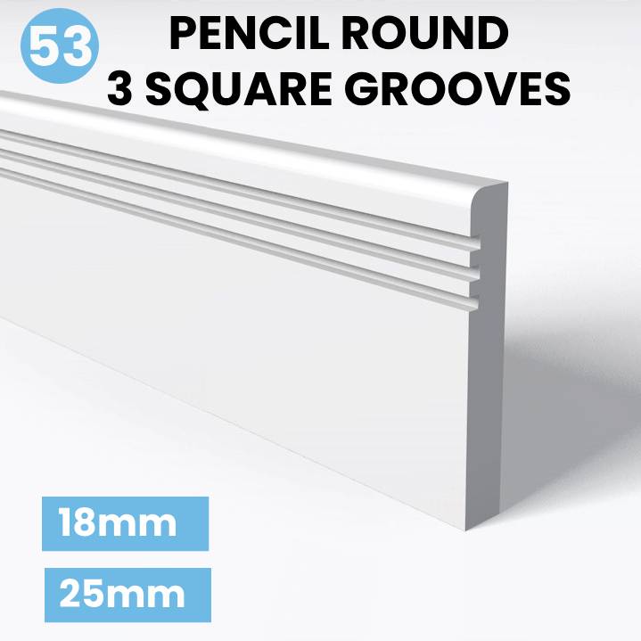 Pencil Round 3 Square Grooves skirting board
